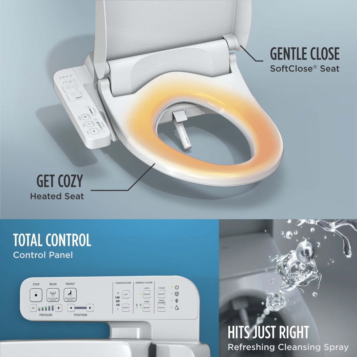 TOTO WASHLET A2 Electronic Bidet Toilet Seat with Heated Seat and SoftClose Lid, Elongated - SW3004#01