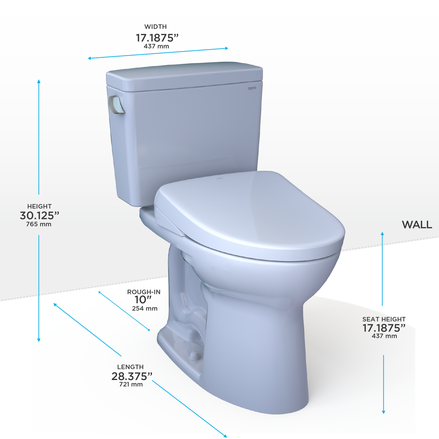 TOTO Drake Two-Piece 1.6 GPF Universal Height 10" Rough-In Toilet with S2 Bidet Seat MW7763346CSFG.10#01