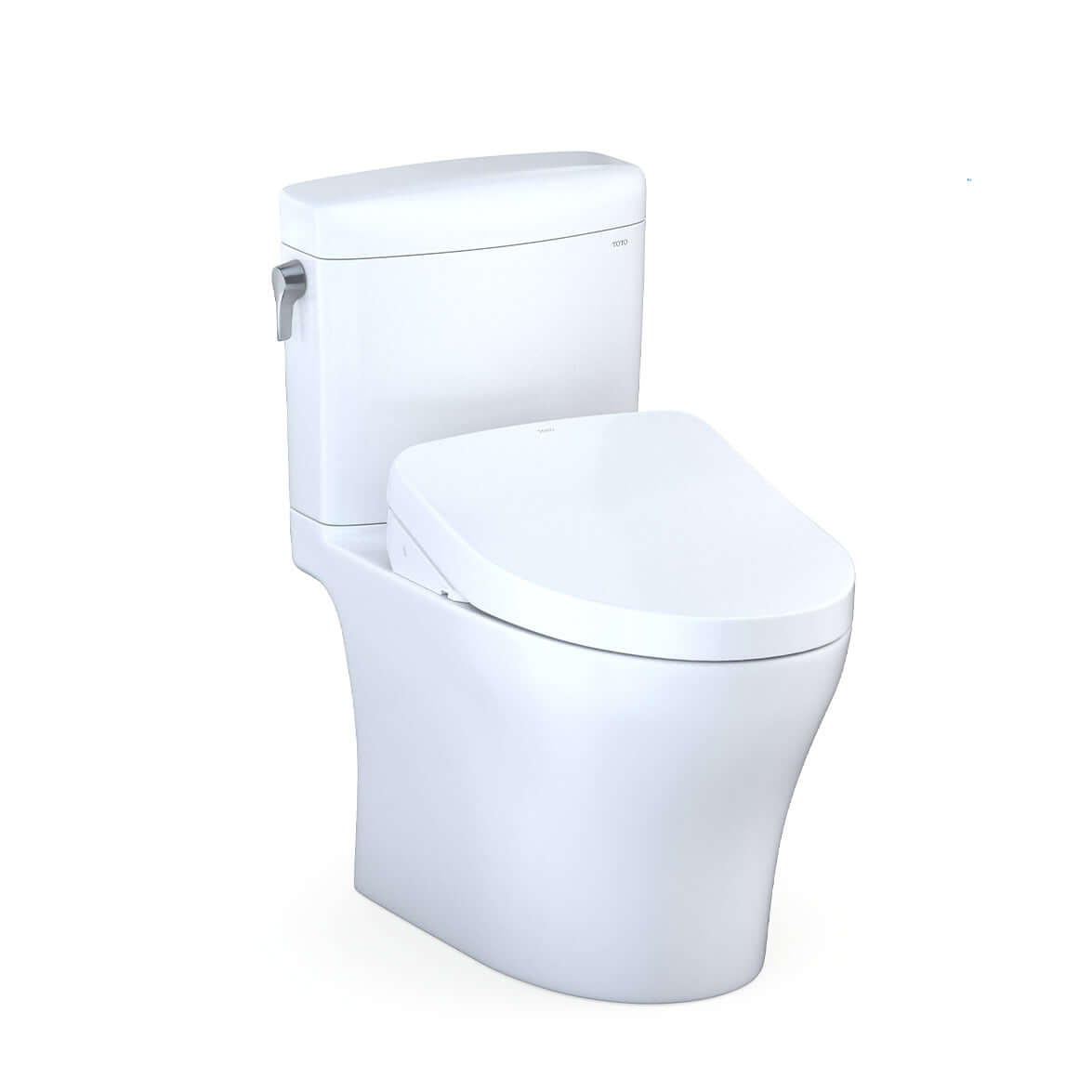 TOTO WASHLET+ Aquia IV Cube Two-Piece Elongated Dual Flush 1.28 and 0.9 GPF Toilet with S500e Bidet Seat, Cotton White - MW4363046CEMFGN#01