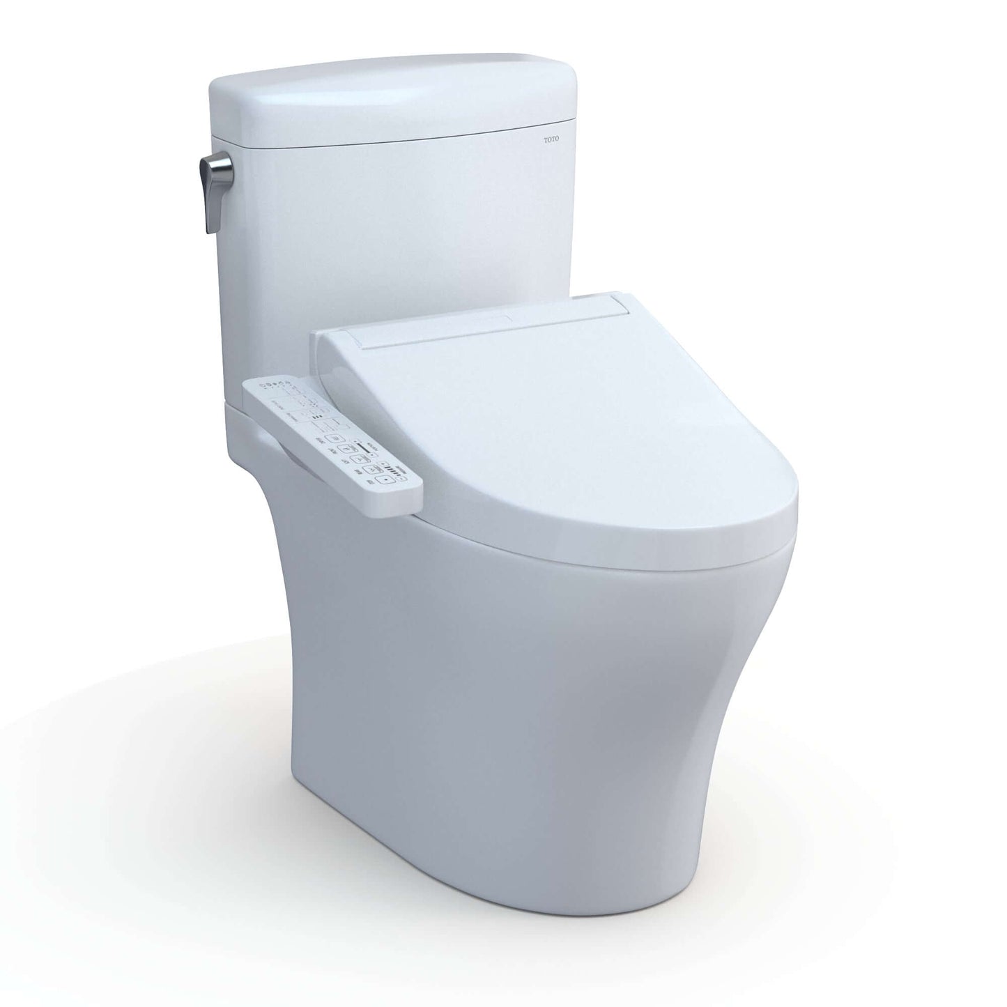 TOTO WASHLET+ Aquia IV Cube Two-Piece Elongated Dual Flush 1.28 and 0.9 GPF Toilet with C2 Bidet Seat, Cotton White - MW4363074CEMFGN#01