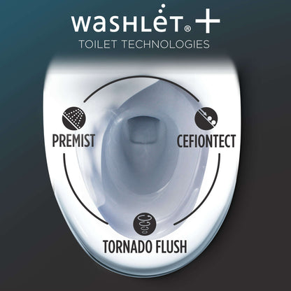 TOTO WASHLET+ Aquia IV Cube Two-Piece Elongated Dual Flush 1.28 and 0.9 GPF Toilet with C2 Bidet Seat, Cotton White - MW4363074CEMFGN#01