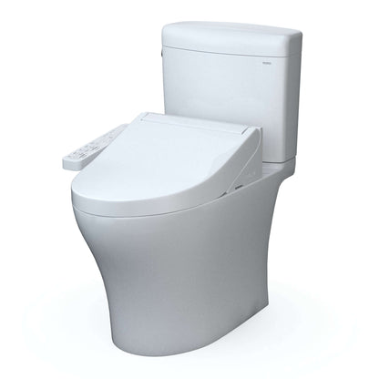 TOTO WASHLET+ Aquia IV Cube Two-Piece Elongated Dual Flush 1.28 and 0.9 GPF Toilet with C2 Bidet Seat, Cotton White - MW4363074CEMFGN#01