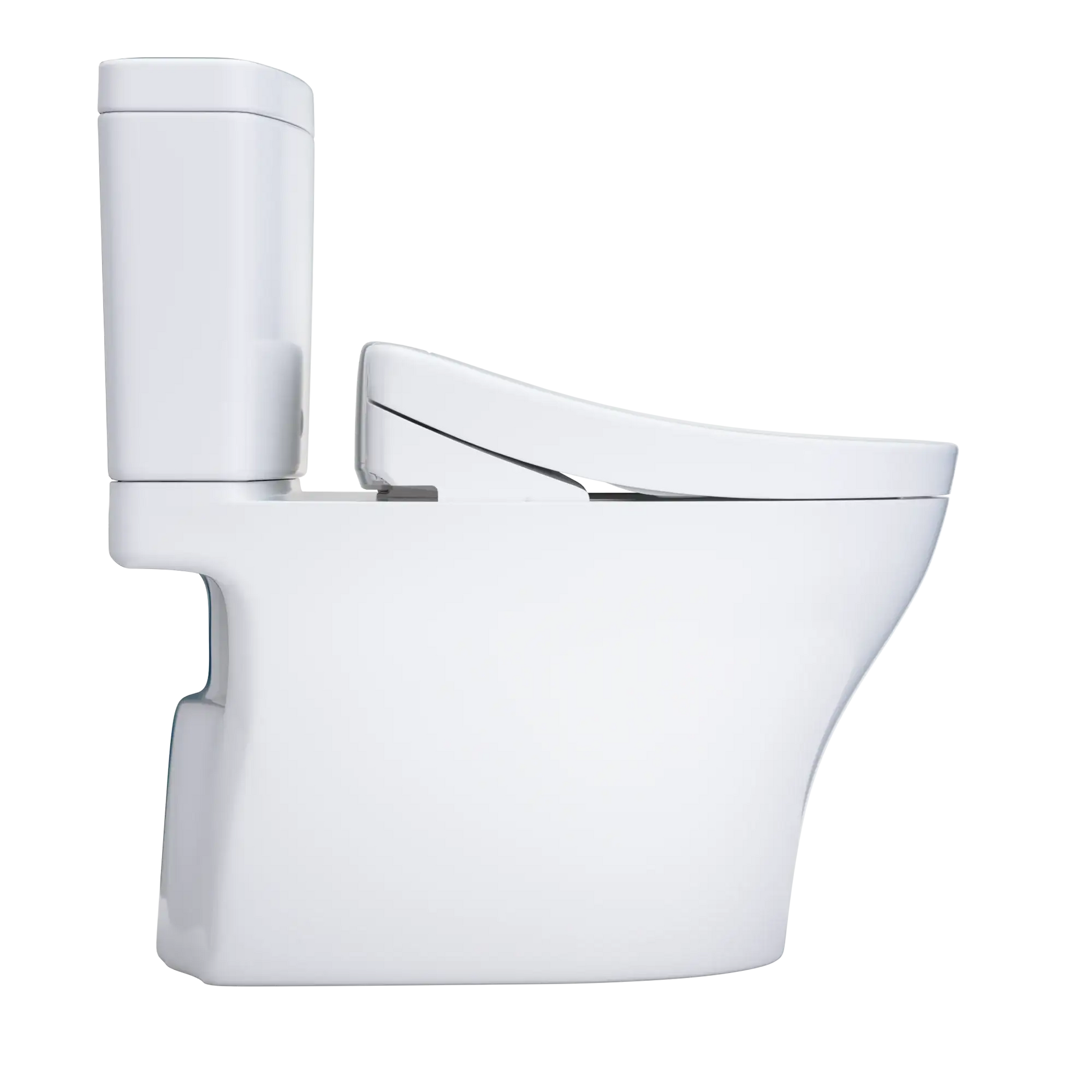 TOTO Aquia IV Two-Piece Standard Height Dual Flush 1.28 and 0.9 GPF Toilet and S5 Bidet Seat MW4463446CEMGN#01 Left Profile