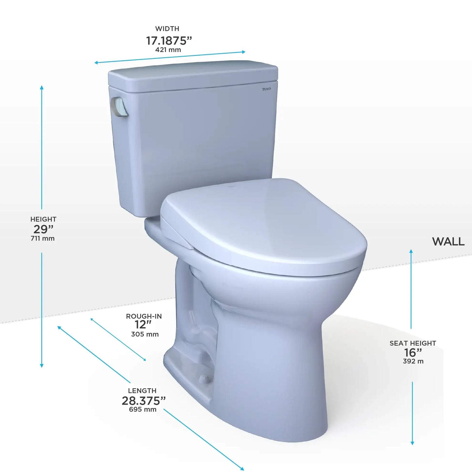 TOTO Drake Two-Piece Elongated 1.28 GPF Standard Height Toilet with S2 Bidet Seat MW7763346CEG#01