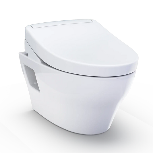 TOTO WASHLET+ EP Wall-Hung Elongated Toilet and WASHLET S5 Bidet Seat and DuoFit In-Wall 0.9 and 1.28 GPF Dual-Flush Tank System, Matte Silver CWT4283446CMFG#MS