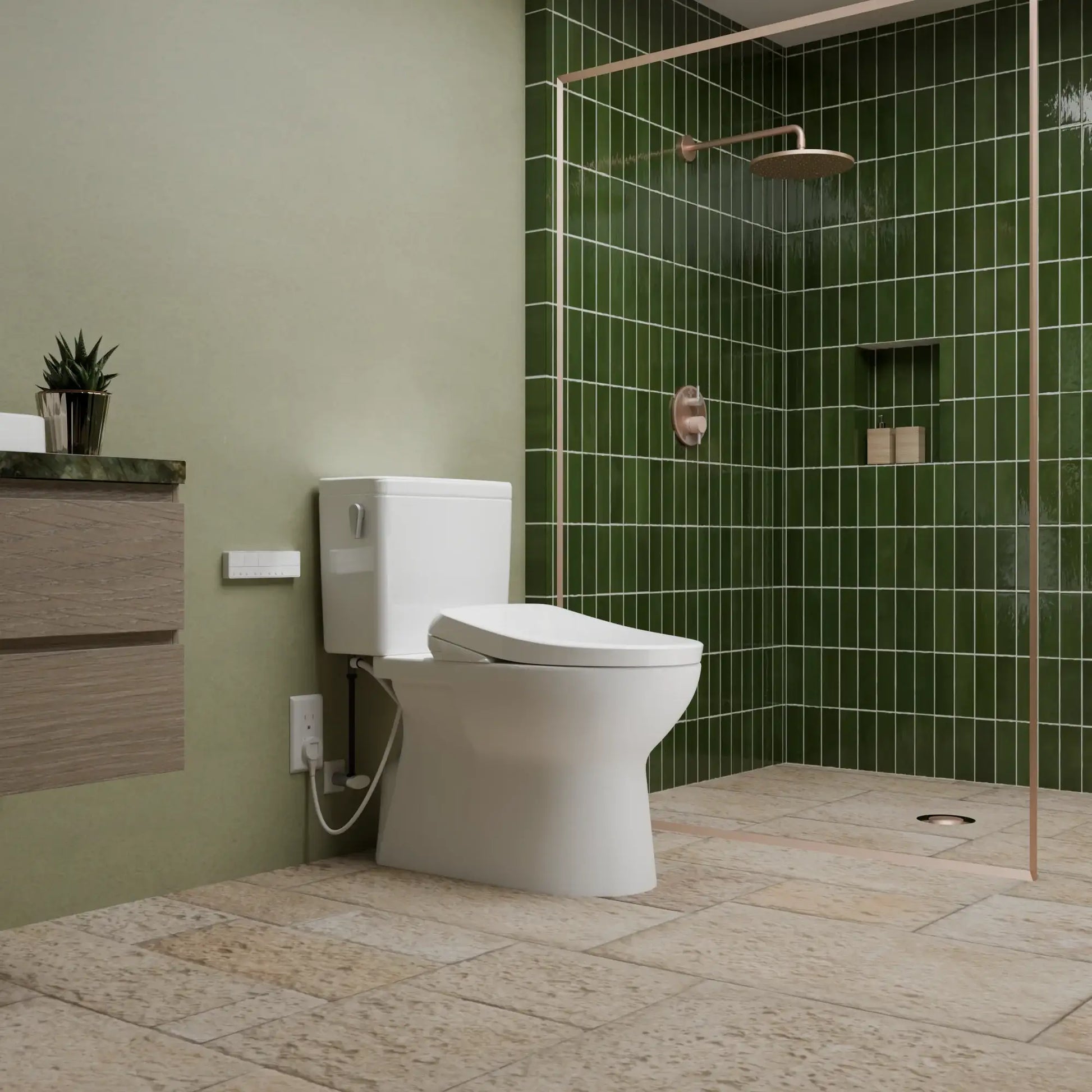 TOTO Glaston WASHLET+ S7A Two-Piece Elongated 1.28 GPF Universal Height Toilet MW4724736CEFG#01
