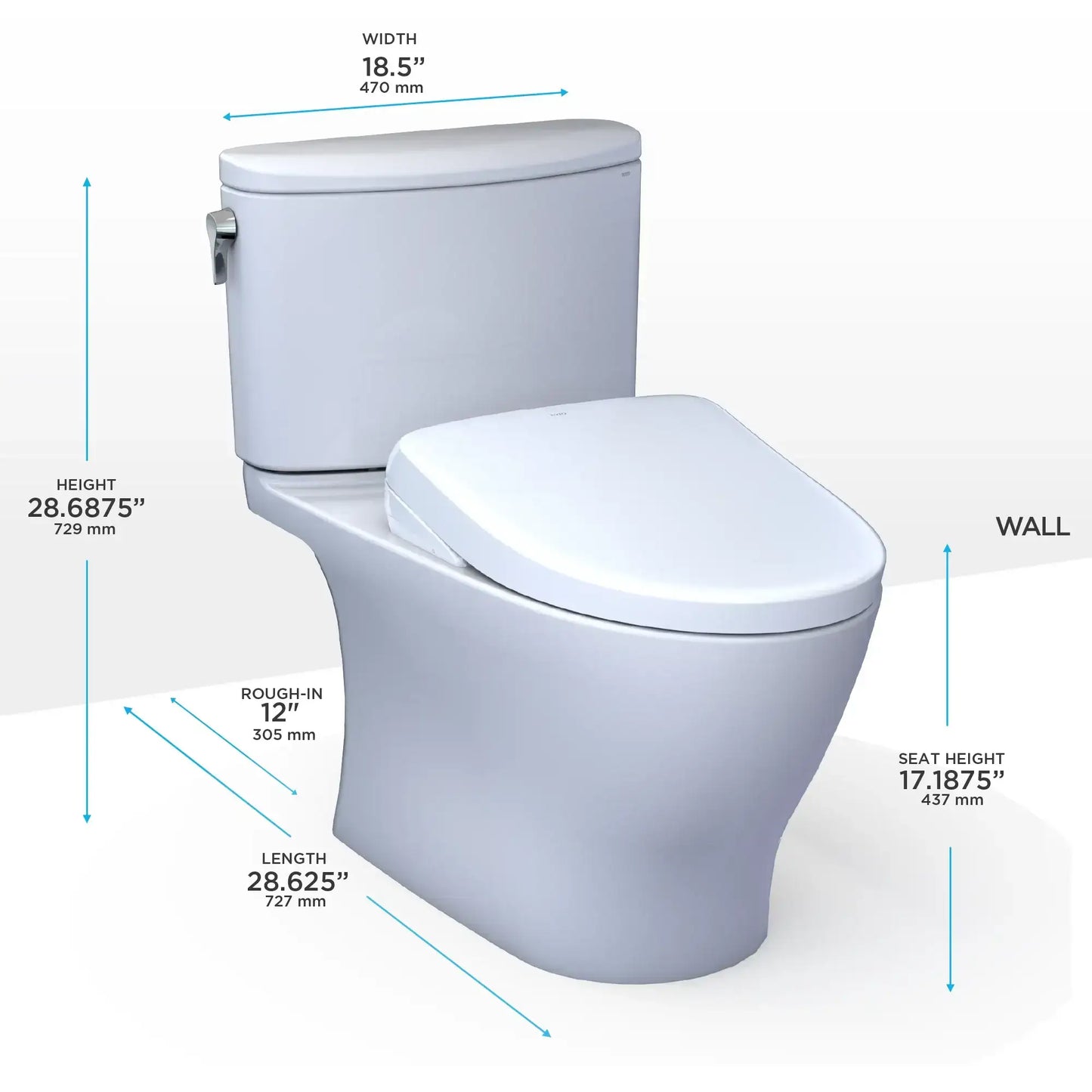TOTO Nexus Two-Piece 1.28 GPF Universal Height Toilet with S5 Bidet Seat MW4423446CEFG#01