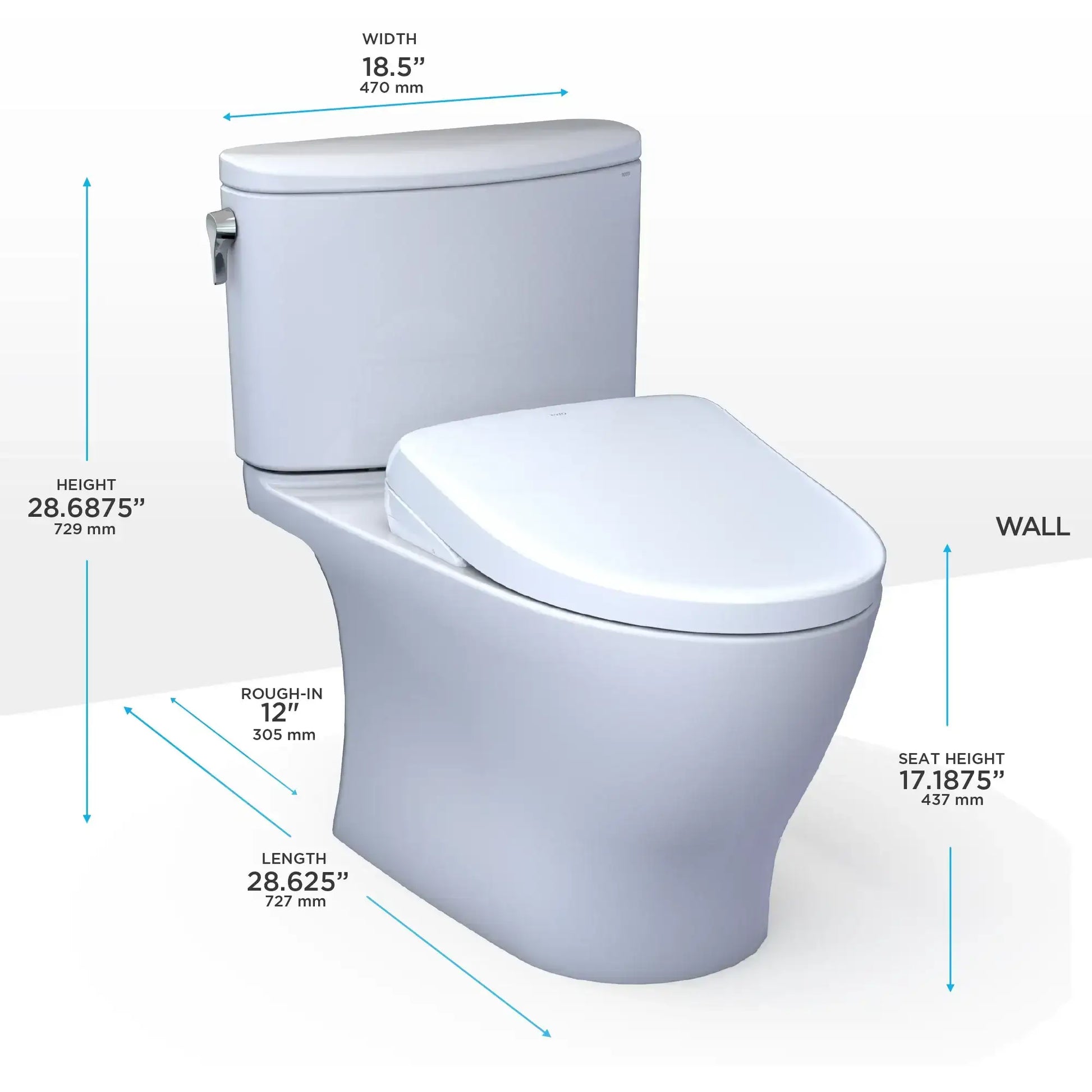 TOTO Nexus Two-Piece 1.28 GPF Universal Height Toilet with S5 Bidet Seat MW4423446CEFG#01