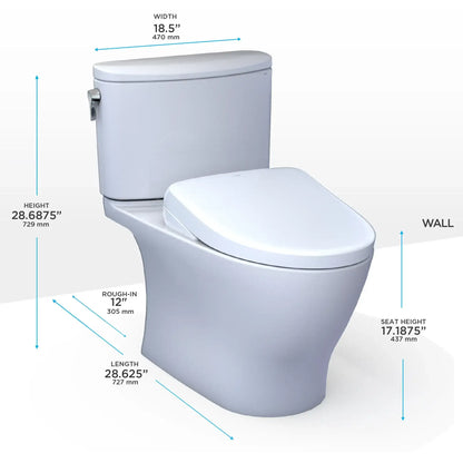 TOTO Nexus Two-Piece 1.28 GPF Universal Height Toilet with S5 Bidet Seat MW4423446CEFG#01