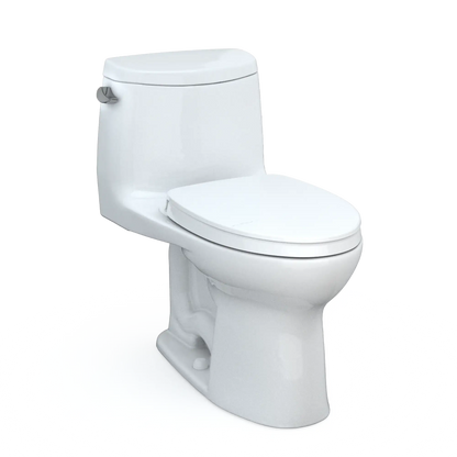 TOTO UltraMax II WASHLET+ One-Piece Elongated 1.28 GPF Universal Height Toilet with SS124 SoftClose Seat MS604124CEFG Cotton White