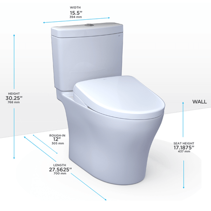 TOTO Aquia IV 1.28 and 0.9 GPF S7 Contemporary Bidet Seat MW4464726CEMFGN#01