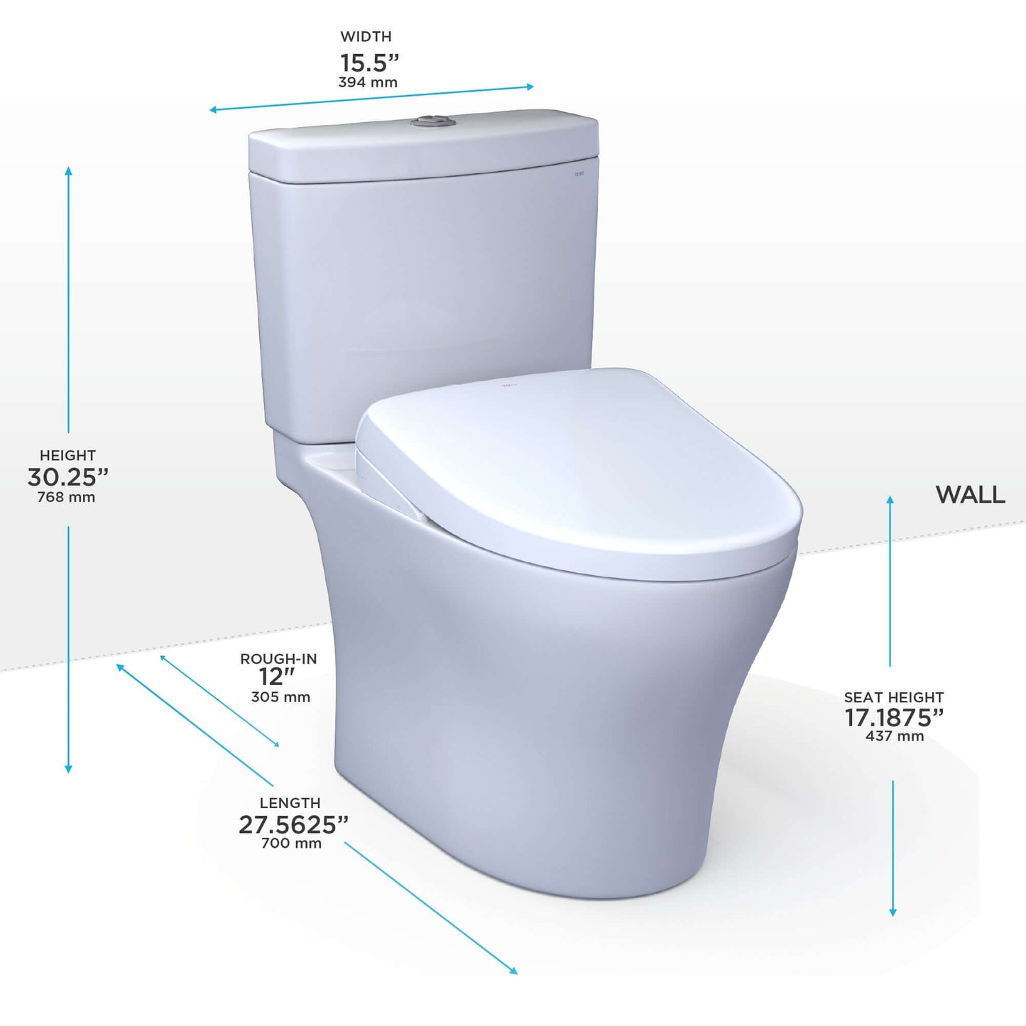 TOTO Aquia IV 1.28 and 0.9 GPF ADA Height S7A Bidet Seat MW4464736CEMFGNA#01