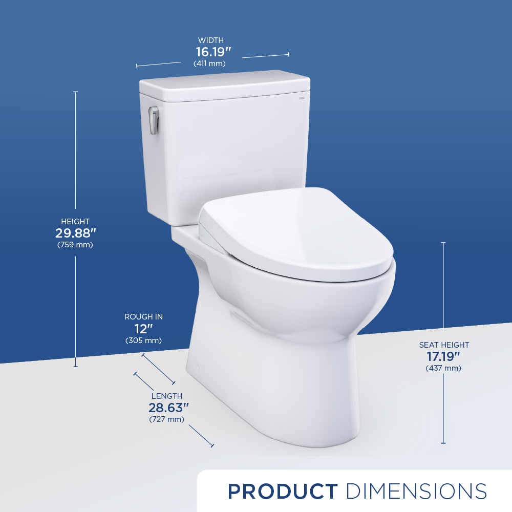 TOTO Glaston WASHLET+ S7 Two-Piece Elongated 1.28 GPF Universal Height Toilet MW4724726CEFG#01
