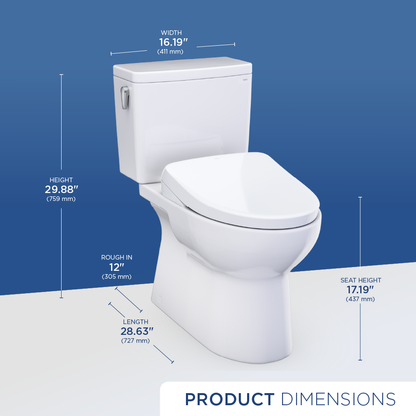 TOTO Glaston WASHLET+ S7 Two-Piece Elongated 1.28 GPF Universal Height Toilet MW4724726CEFG#01