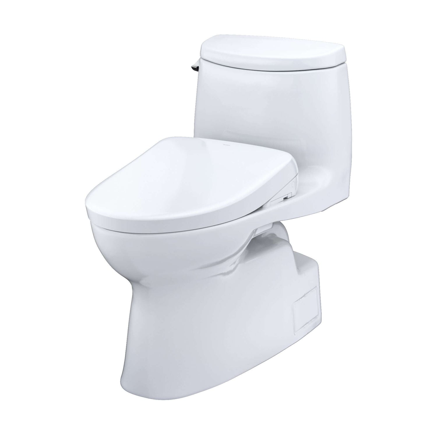 TOTO WASHLET+ Carlyle II One-Piece Elongated 1.28 GPF Toilet and WASHLET+ S7 Contemporary Bidet Seat, Cotton White - MW6144726CEFG#01