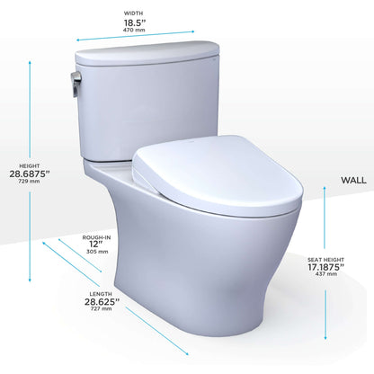 TOTO WASHLET+ Nexus Two-Piece Elongated 1.28 GPF Toilet with S7 Contemporary Bidet Seat, Cotton White - MW4424726CEFG#01