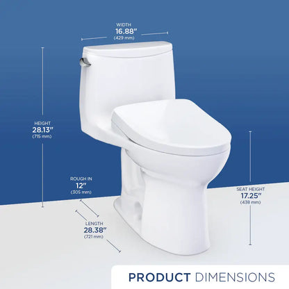 TOTO Ultramax WASHLET+ S7A 1.28 GPF Universal Height Toilet MW6084736CEFG#01