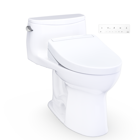 TOTO Ultramax WASHLET+ S5 One-Piece Elongated 1.28 GPF Universal Height Toilet MW6183446CEFG#01