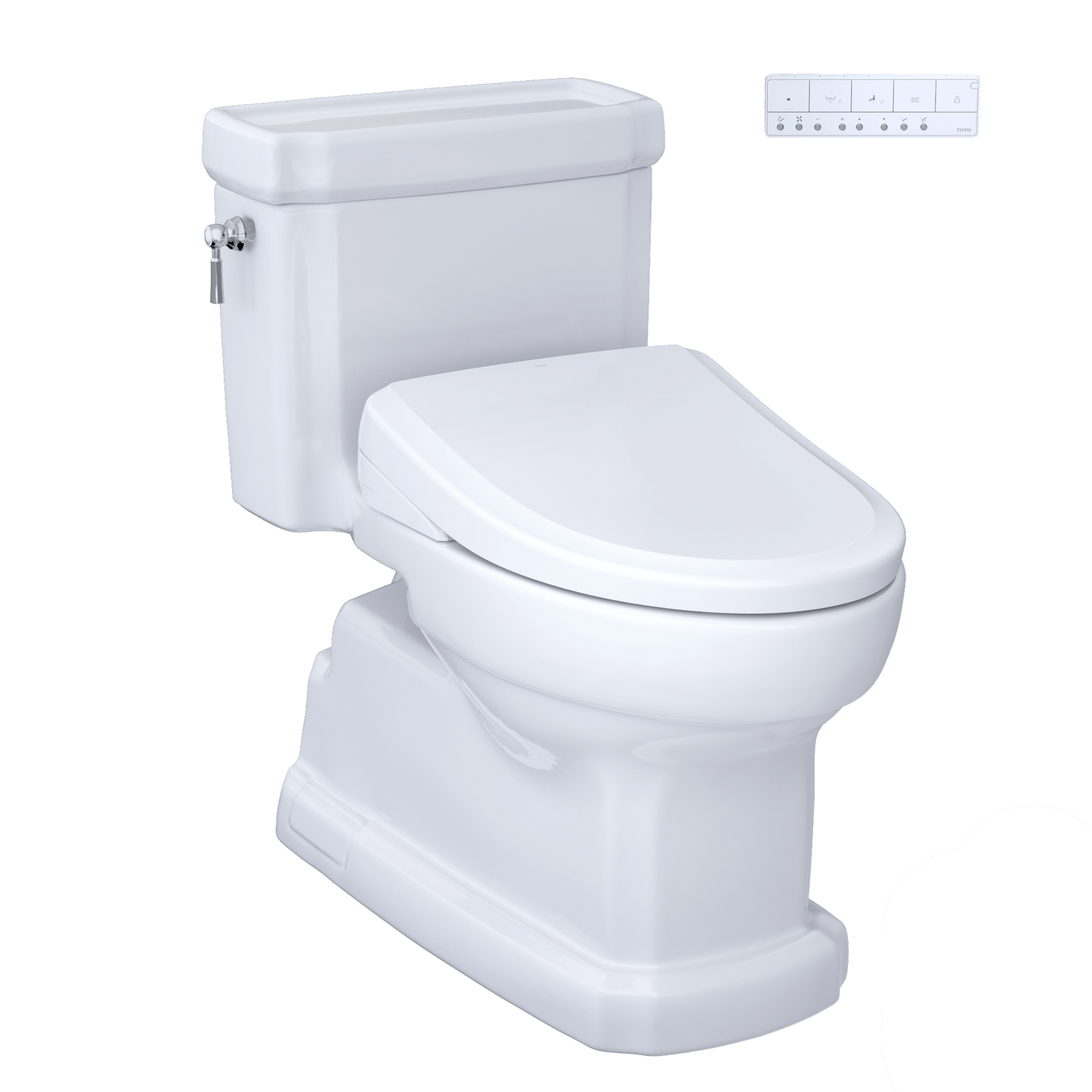 TOTO Eco Guinevere 1.28 GPF One-Piece Universal Height Toilet with S7 Classic Bidet Seat MW9744724CEFG#01