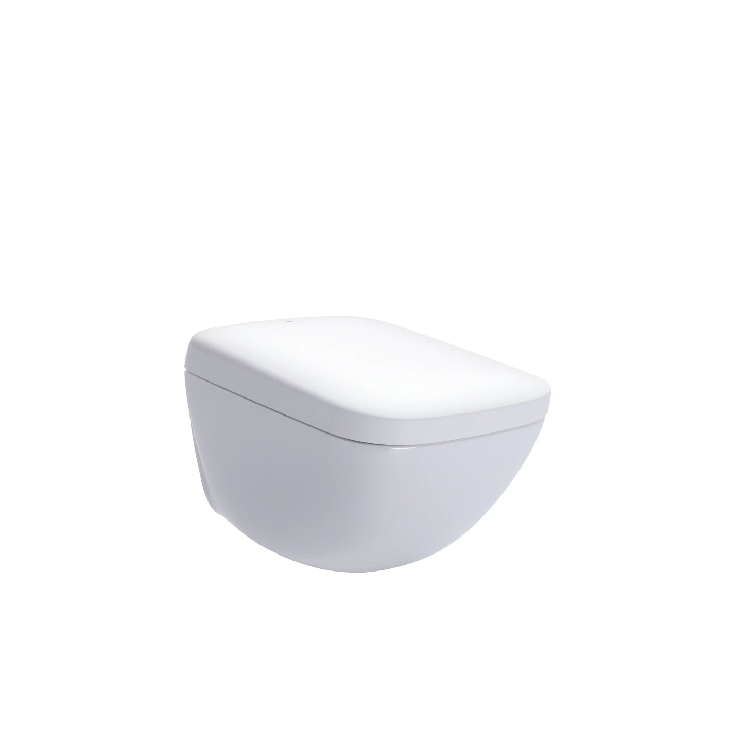 TOTO NEOREST WX2 wall-hung integrated bidet toilet in Cotton White, angled front view with lid closed
