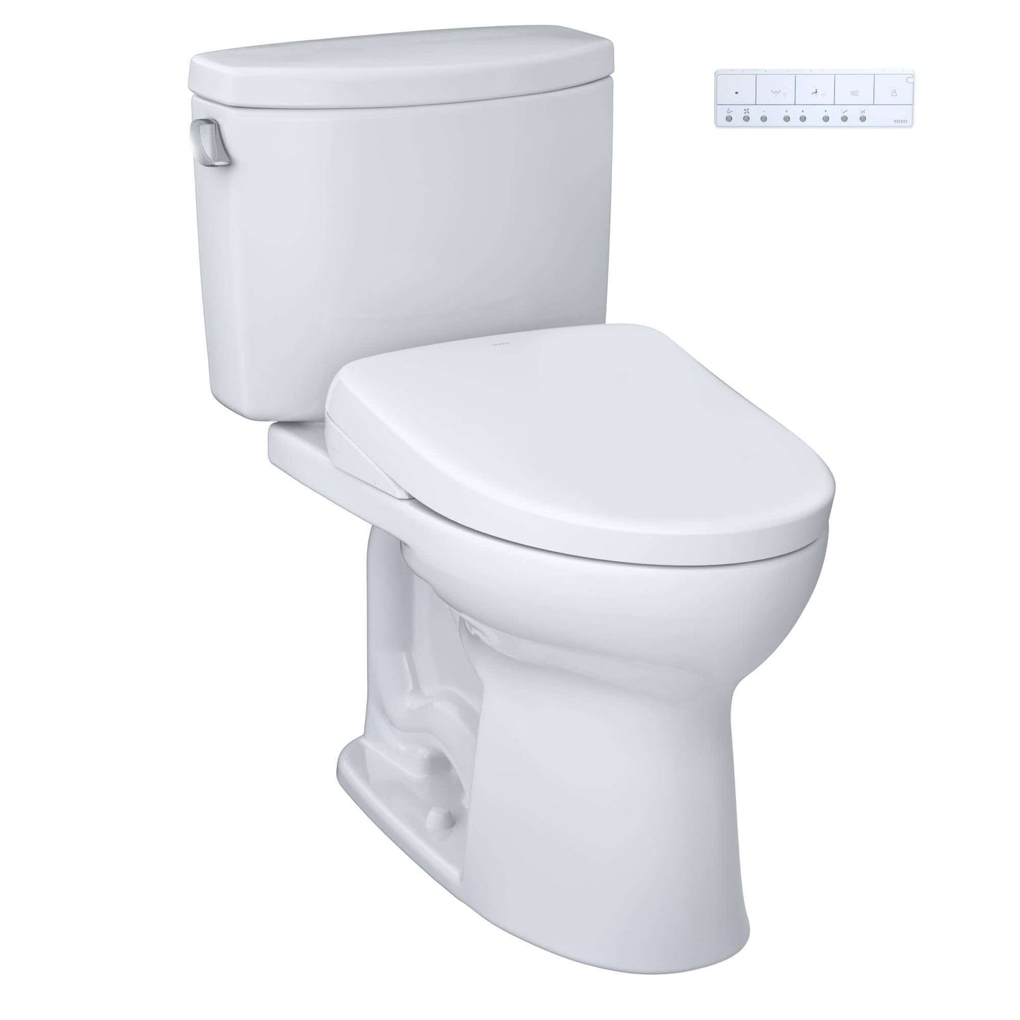 TOTO WASHLET+ Drake II 1G Two-Piece Elongated 1.0 GPF Toilet and WASHLET+ S7 Contemporary Bidet Seat, Cotton White - MW4544726CUFG#01