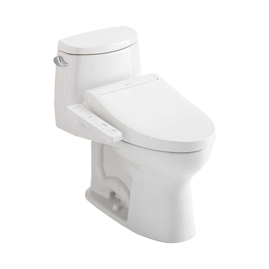 TOTO WASHLET+ UltraMax II One-Piece Elongated 1.28 GPF Toilet and WASHLET+ C2 Bidet Seat, Cotton White - MW6043074CEFG#01