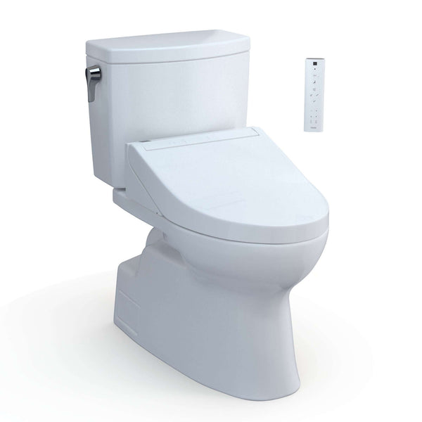 TOTO WASHLET+ Vespin II 1G Two-Piece Elongated 1.0 GPF Toilet and WASHLET+ C5 Bidet Seat, Cotton White - MW4743084CUFG#01