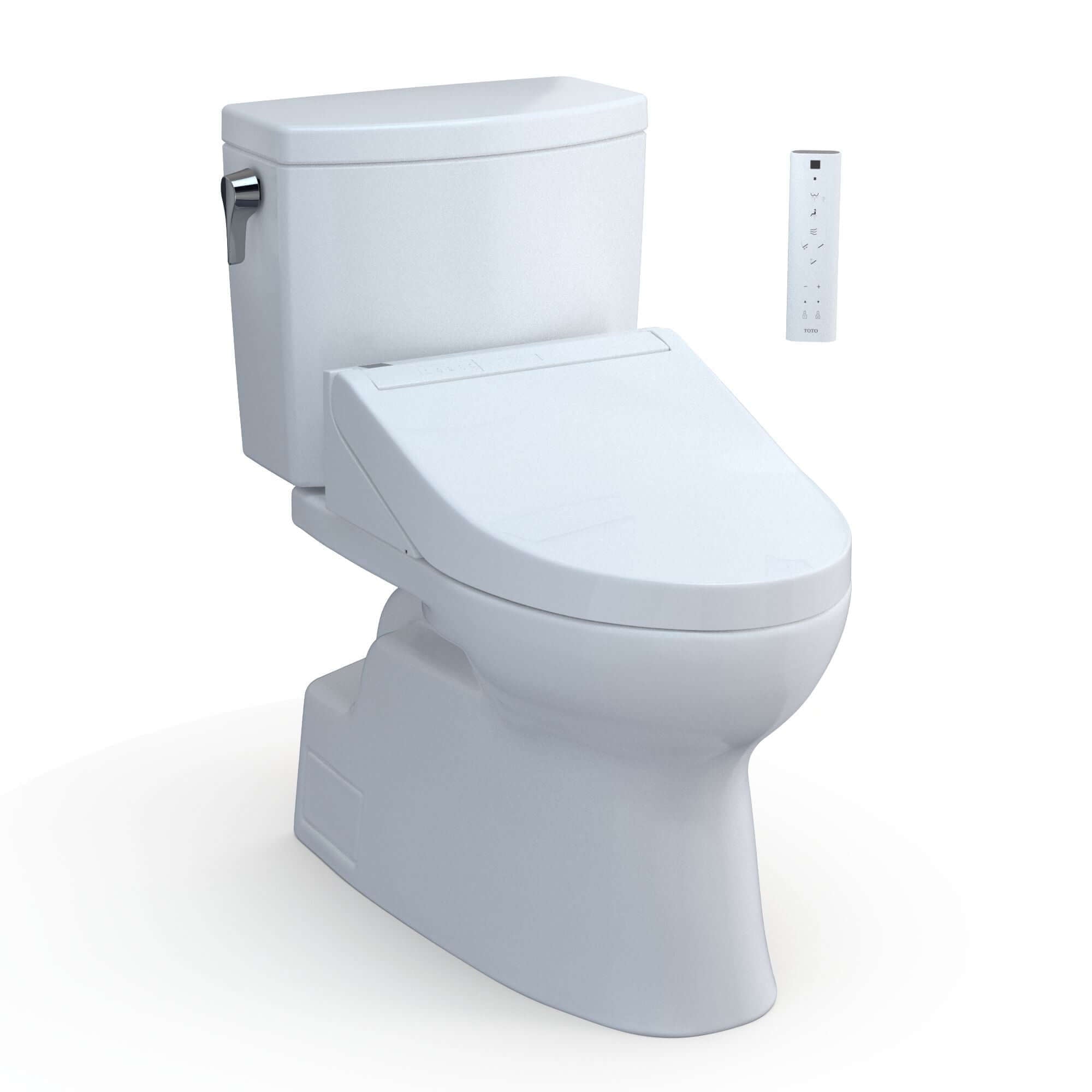 TOTO® WASHLET+® Vespin® II Two-Piece Elongated 1.28 GPF Toilet and WASHLET+ C5 Bidet Seat, Cotton White - MW4743084CEFG#01