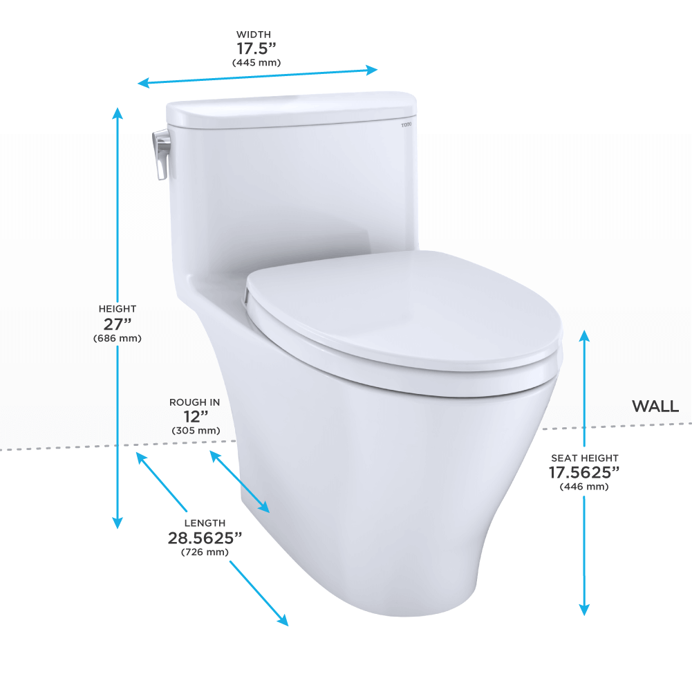 TOTO Nexus 1G One-Piece 1.0 GPF Universal Height Toilet with SS124 SoftClose Seat, WASHLET+ Ready MS642124CUFG