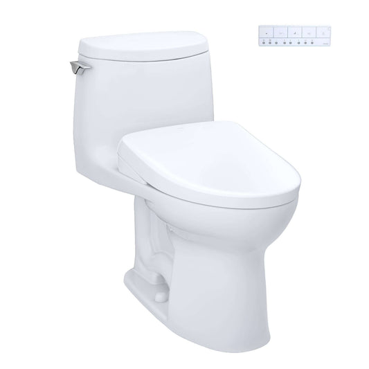 TOTO UltraMax II 1G One-Piece 1.0 GPF Universal Height Toilet with S7 Contemporary Bidet Seat MW6044726CUFG#01