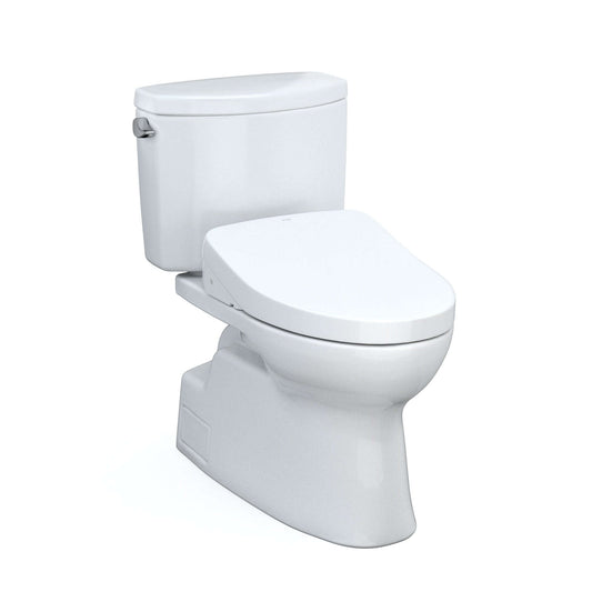 TOTO WASHLET+ Vespin II Two-Piece Elongated 1.28 GPF Toilet and WASHLET+ S500e Contemporary Bidet Seat, Cotton White - MW4743046CEFG(A)#01