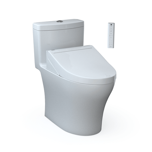 TOTO Aquia IV One-Piece Dual Flush 1.28 and 0.9 GPF Universal Height Toilet and C5 Bidet Seat MW6463084CEMFGN#01