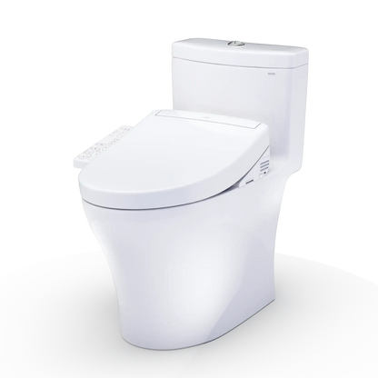 TOTO Aquia IV Two-Piece Dual Flush 1.28 and 0.9 GPF Universal Height Toilet with S2 Bidet Toilet Seat MW6463346CEMFGN#01