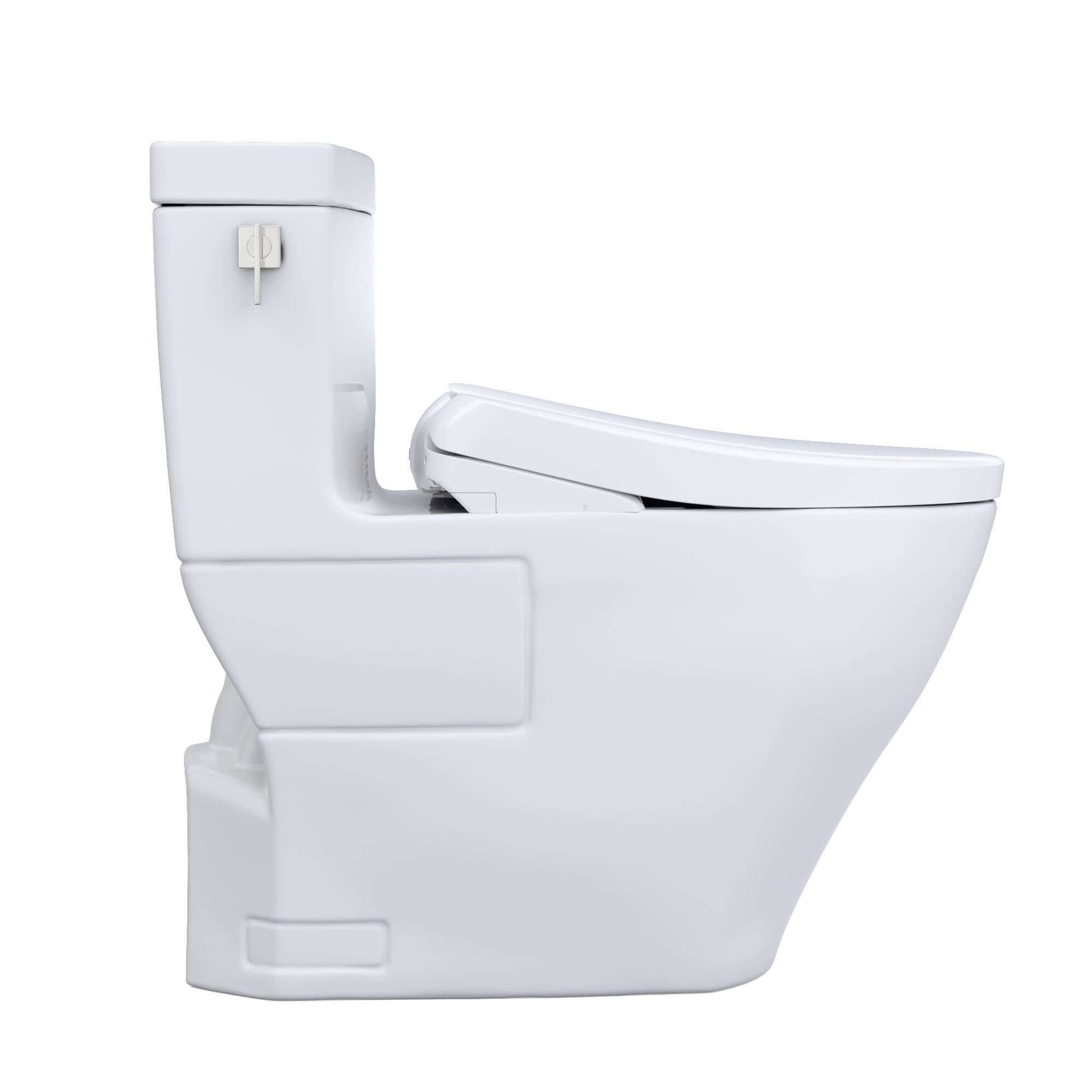 TOTO WASHLET+ Legato One-Piece Elongated 1.28 GPF Toilet and Contemporary WASHLET S7 Contemporary Bidet Seat, Cotton White - MW6244726CEFG#01