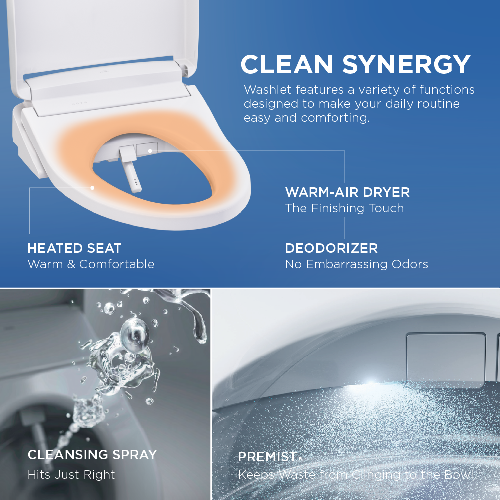 TOTO Ultramax WASHLET+ S7 One-Piece Elongated 1.28 GPF Universal Height Toilet with CEFIONTECT MW6184726CEFG#01