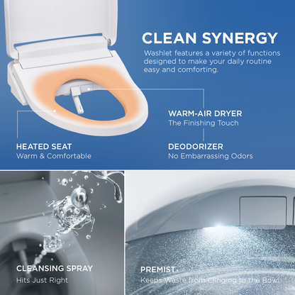 TOTO Ultramax WASHLET+ S5 One-Piece Elongated 1.6 GPF Universal Height Toilet with CEFIONTECT MW6083446CSFG#01