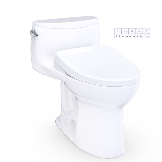 TOTO Ultramax WASHLET+ S7A One-Piece Elongated 1.28 GPF Universal Height Toilet MW6184736CEFG#01