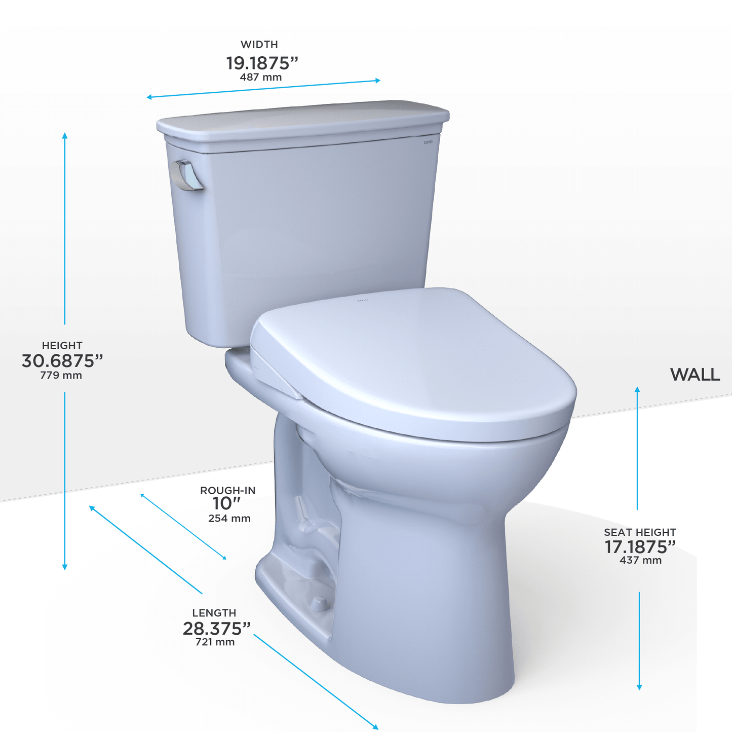 TOTO Drake Transitional 1.28 GPF ADA Height S7 Contemporary Bidet Seat MW7864726CEFG.10