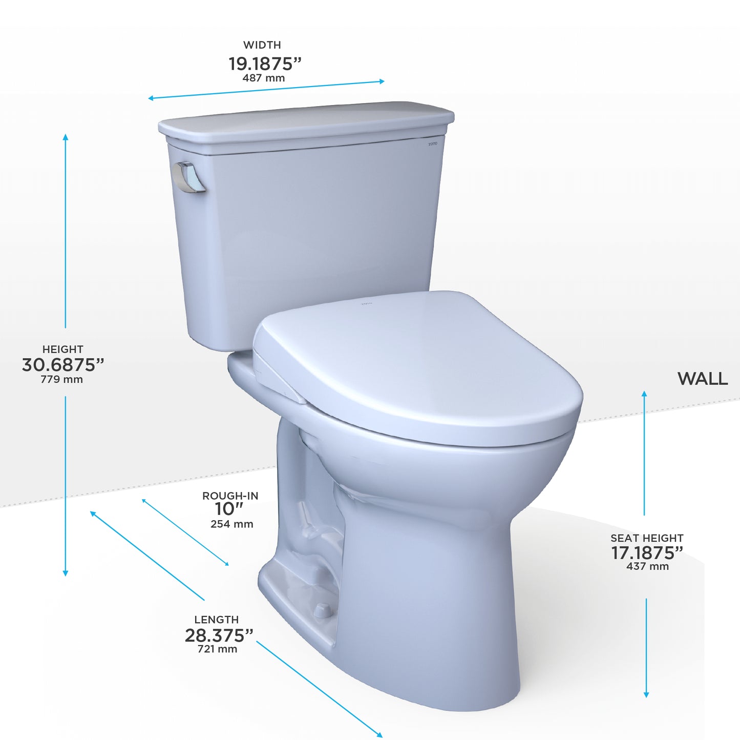 TOTO Drake 1.28 GPF with S7A Contemporary Bidet Seat | MW7864736CEFG.10