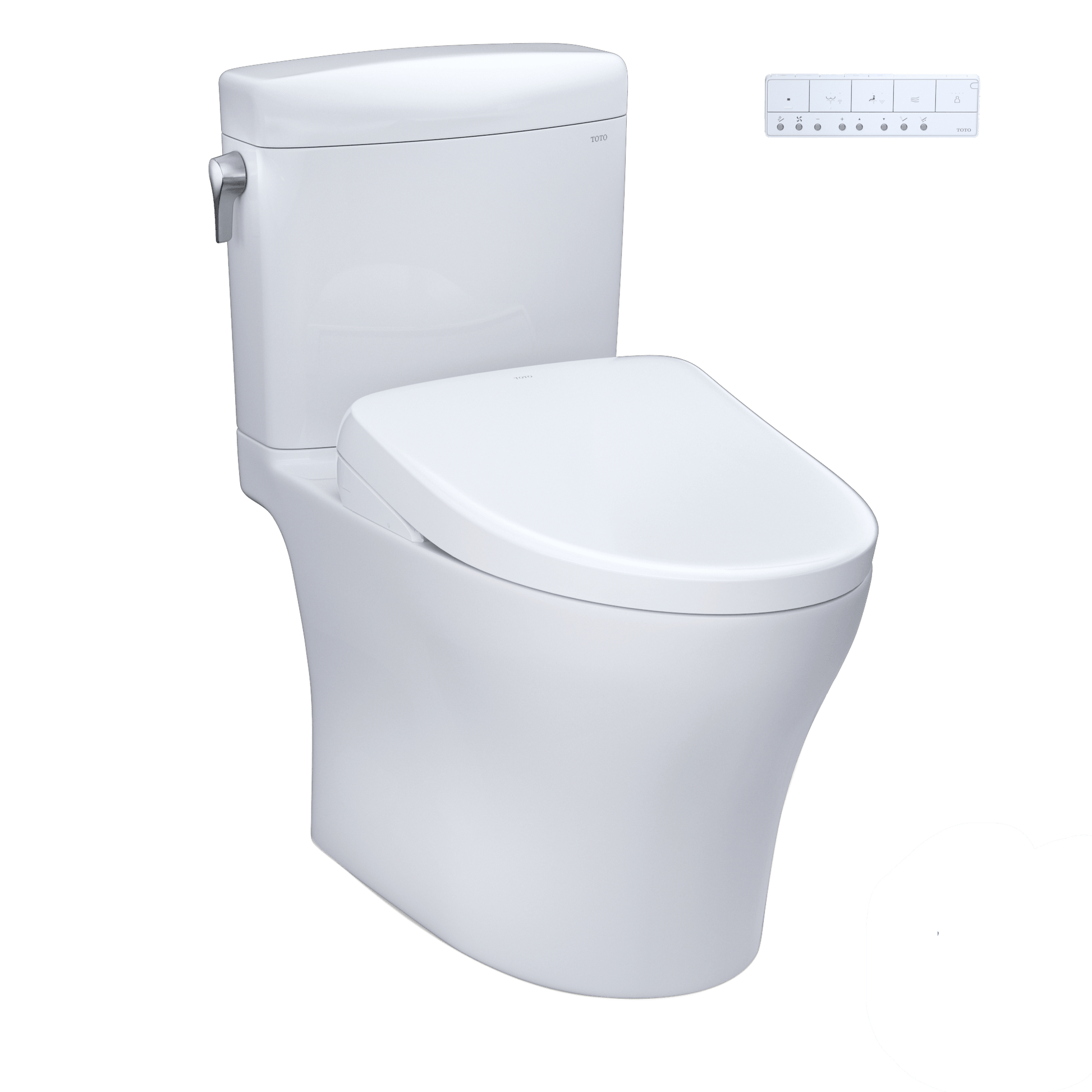 TOTO Aquia IV Cube Two-Piece Dual Flush 1.28 and 0.9 GPF Universal Height Toilet with S7A Contemporary Bidet Seat MW4364736CEMFGN#01