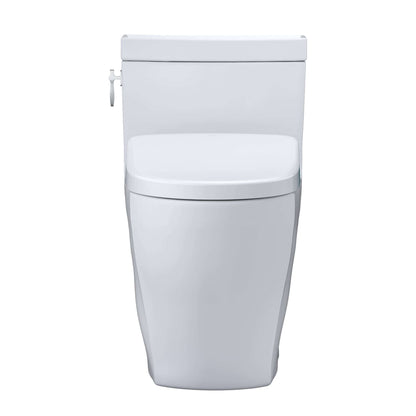 TOTO WASHLET+ Aimes One-Piece Elongated 1.28 GPF Toilet and Contemporary WASHLET S7 Contemporary Bidet Seat, Cotton White - MW6264726CEFG#01