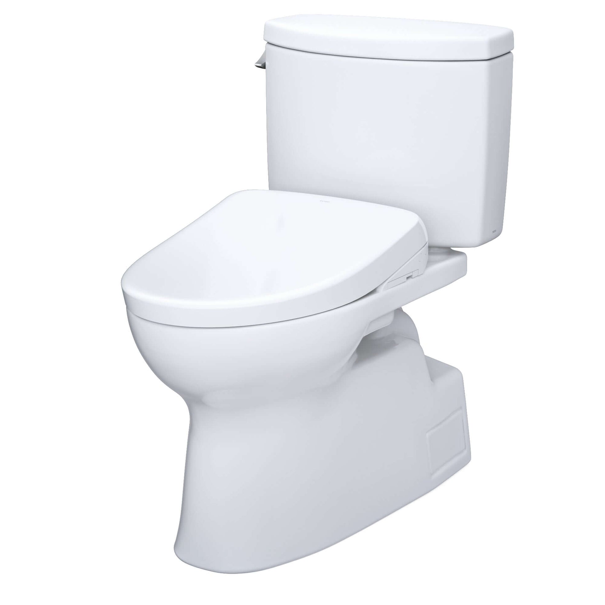 TOTO WASHLET+ Vespin II Two-Piece Elongated 1.28 GPF Toilet and WASHLET+ S7 Contemporary Bidet Seat, Cotton White - MW4744726CEFG#01