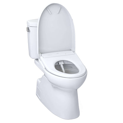 TOTO WASHLET+ Vespin II Two-Piece Elongated 1.28 GPF Toilet and WASHLET+ S7 Contemporary Bidet Seat, Cotton White - MW4744726CEFG#01