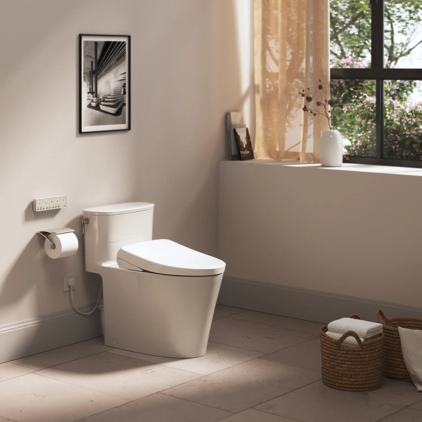 TOTO Aurora WASHLET+ S7A One-Piece Elongated 1.28 GPF Universal Height Toilet MW6864736CEFG#01