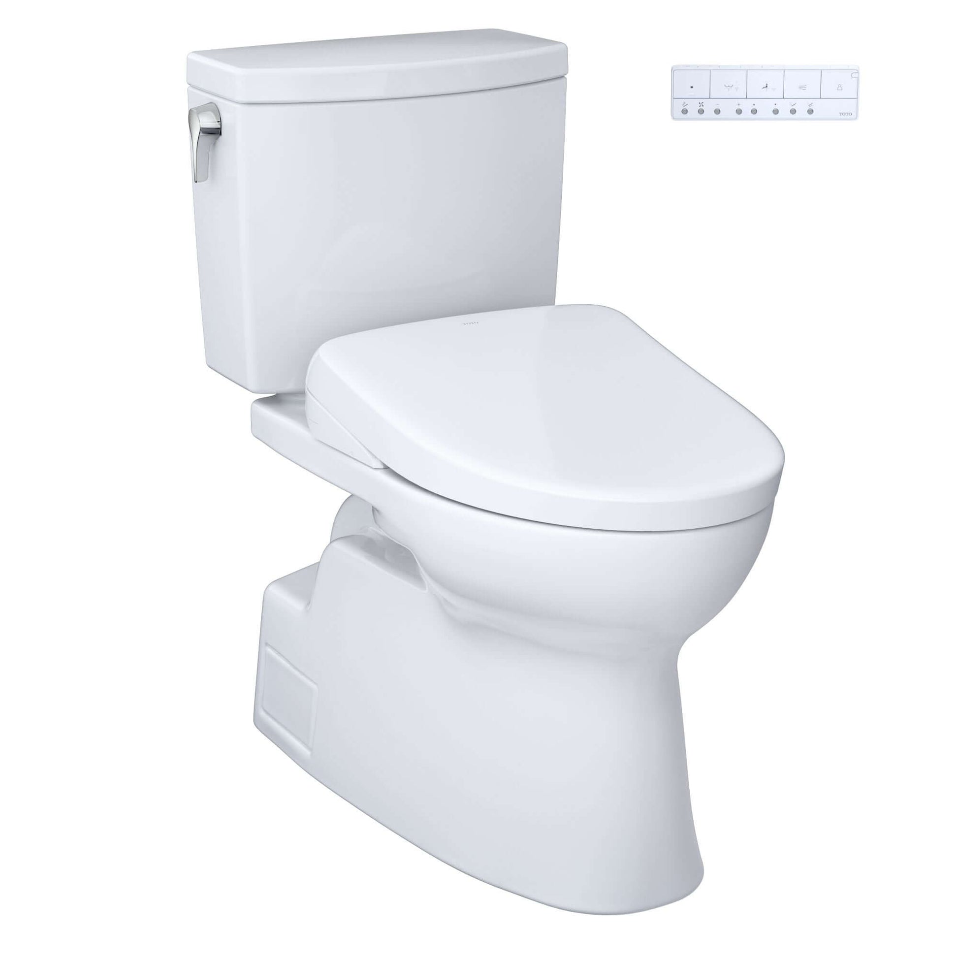 TOTO WASHLET+ Vespin II 1G Two-Piece Elongated 1.0 GPF Toilet and WASHLET+ S7 Contemporary Bidet Seat, Cotton White - MW4744726CUFG#01