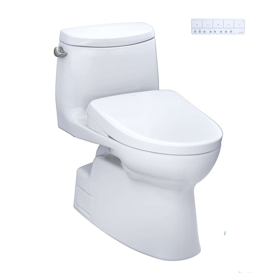 TOTO WASHLET+ Carlyle II One-Piece Elongated 1.28 GPF Toilet and WASHLET+ S7 Contemporary Bidet Seat, Cotton White - MW6144726CEFG#01