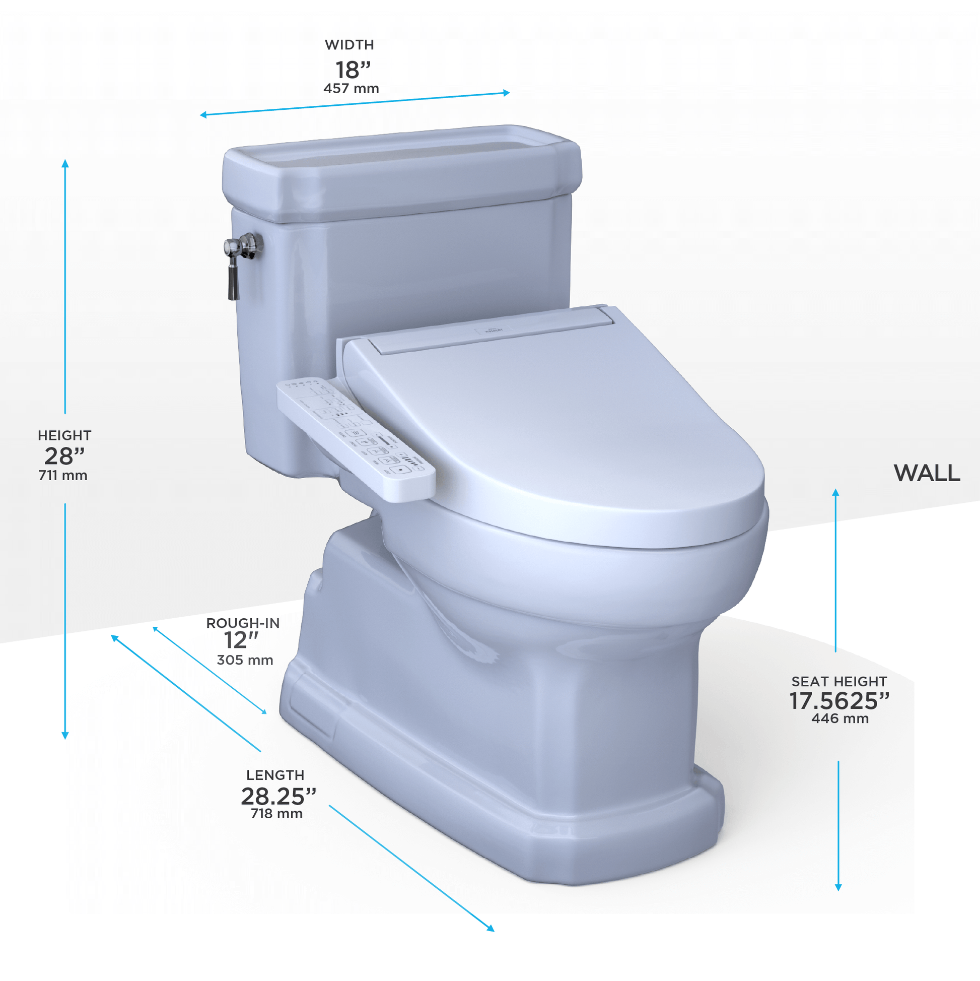 TOTO Eco Guinevere 1.28 GPF Universal Height Toilet with C2 Bidet Seat MW9743074CEFG#01