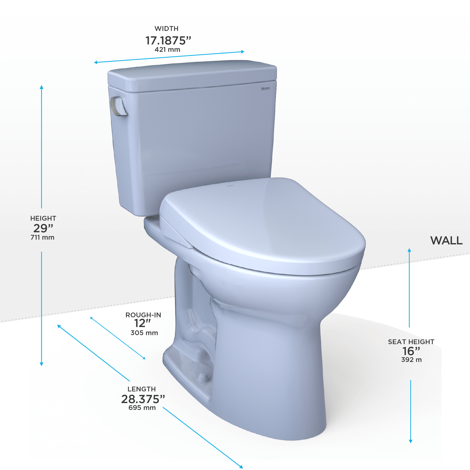 TOTO Drake 1.28 GPF S7A Contemporary Bidet Seat MW7764736CEG#01