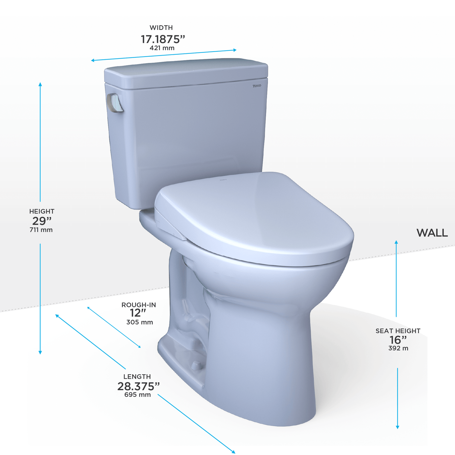 TOTO Drake 1.6 GPF with S7 Contemporary Bidet Seat | MW7764726CSFG.10