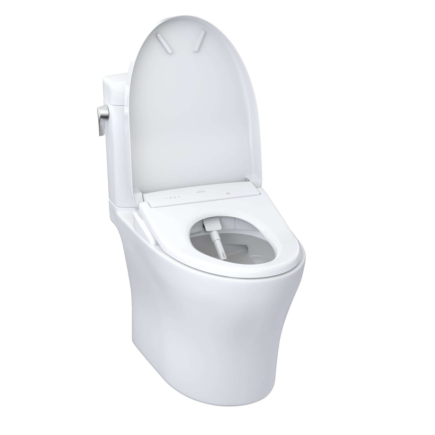 TOTO WASHLET+ Aquia IV Cube Two-Piece Elongated Dual Flush 1.28 and 0.9 GPF Toilet with S7 Contemporary Bidet Seat, Cotton White - MW4364726CEMFGN#01